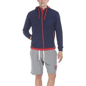 Zobello Men's Hoodie Jacket Zipper Navy Sweatshirt Oversized Winter S New